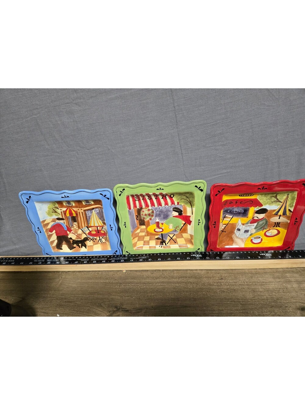 Certified International Bistro Ceramic Square Plates Set of